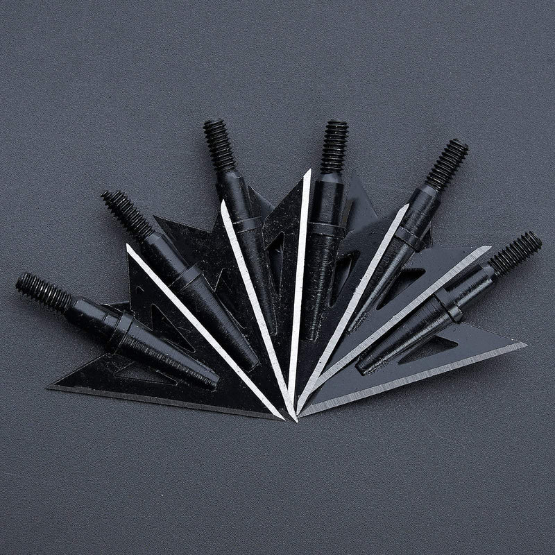 12Pcs Hunting Broadheads 100Grain Archery Arrow Heads Thread Screw-in Arrow Tips Points