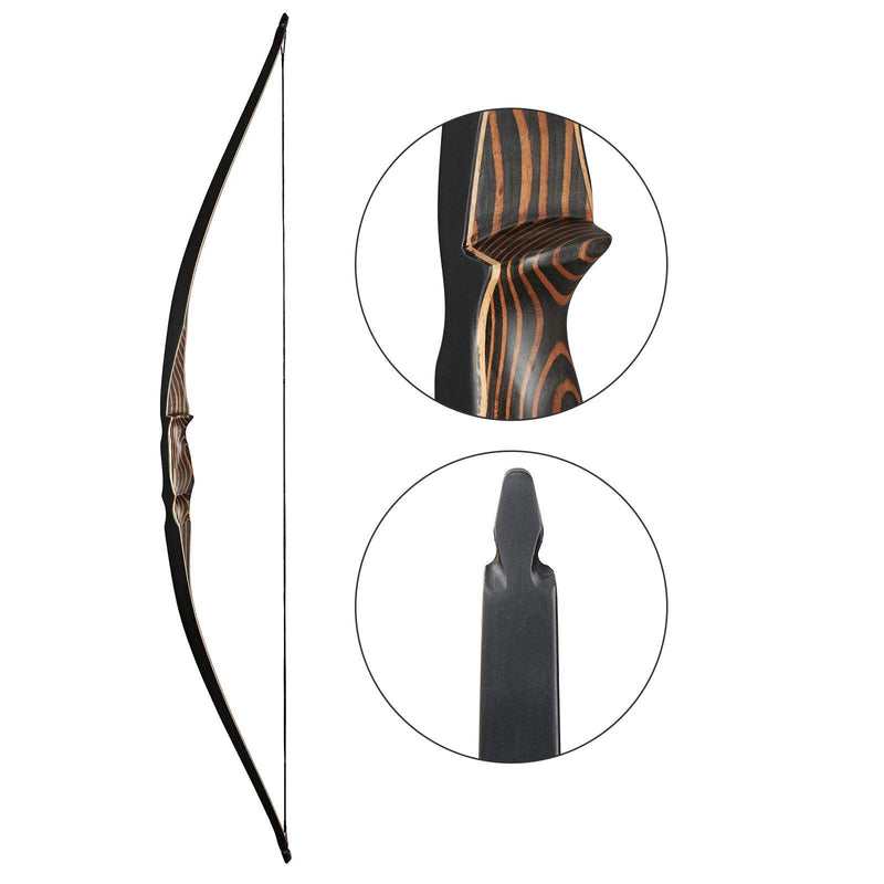 54" Archery Traditional Recurve Hunting Bow Right Hand Handmade Wooden Laminated Bow with Arrow Rest 20-70lbs