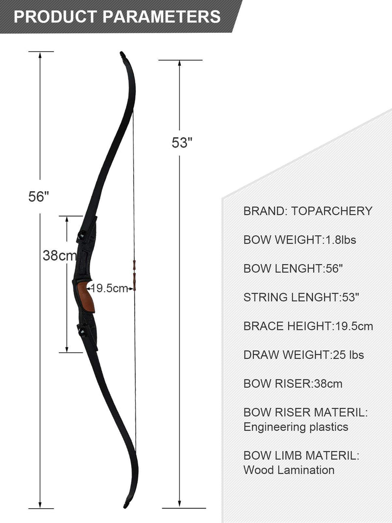 56" Combat Archery Ambidextrous Takedown Recurve Bow Left Right Handed 25lbs