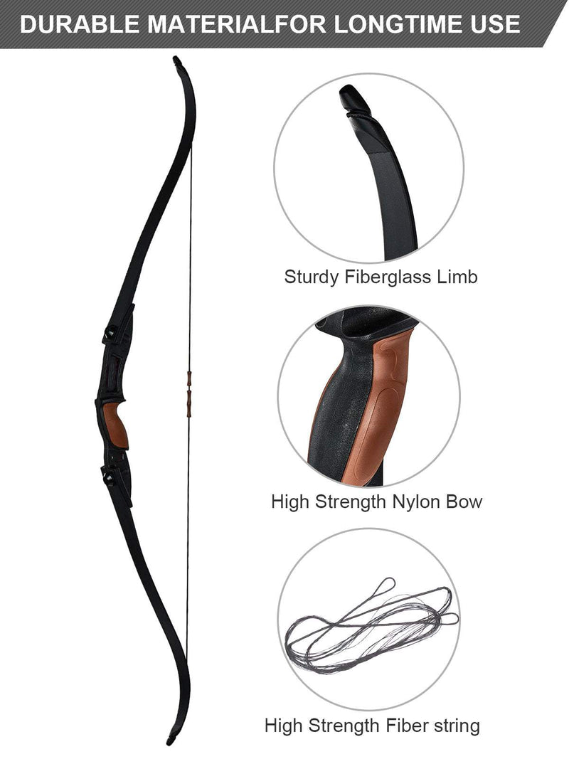 56" Combat Archery Ambidextrous Takedown Recurve Bow Left Right Handed 25lbs