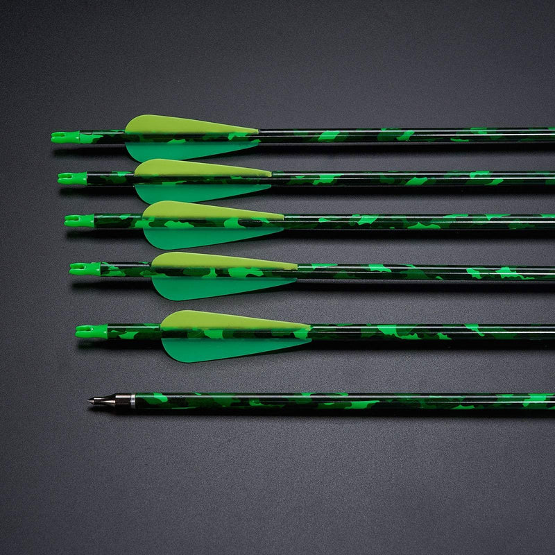 12pcs 30" Archery Pattern Carbon Arrows ID6.2 SP 500 Compound Traditional Bow Hunting