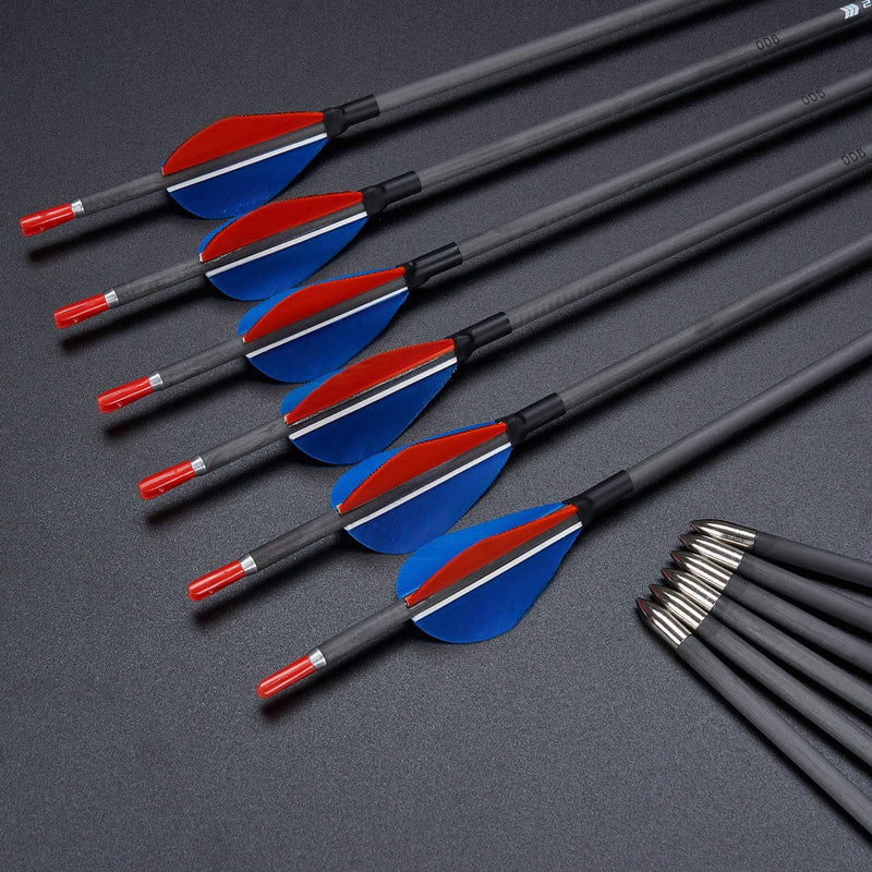 12pcs 32" Archery Pure Carbon Arrows Turkey Feather Fletched Practice Shooting Arrow