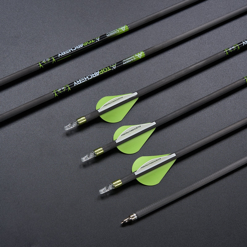 6pcs 30" Pure Carbon Arrows Straightness 0.003 Spine 300/350/400 For Recurve Compound Bow