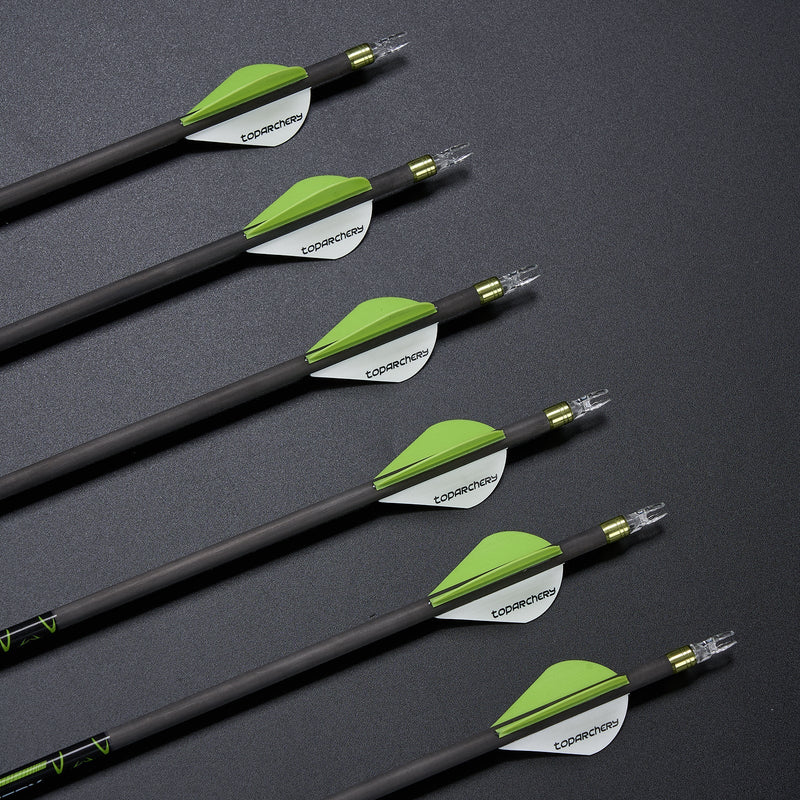 6pcs 30" Pure Carbon Arrows Straightness 0.003 Spine 300/350/400 For Recurve Compound Bow