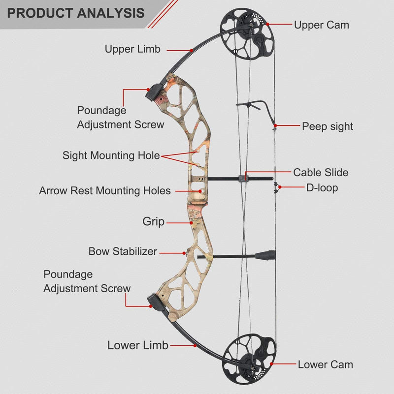 Adults Compound Bow Set Beginner Hunting Bow 19-70lbs Left Right Hand