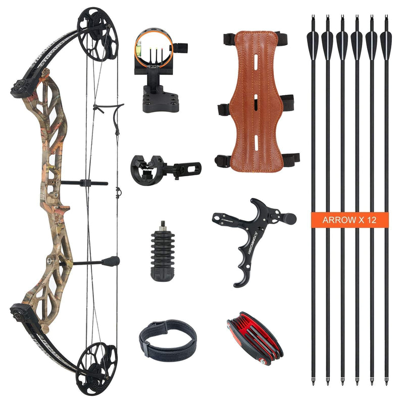 Adults Hunting Compound Bow Set 19-70lbs Right Hand Camo Outdoor Shooting