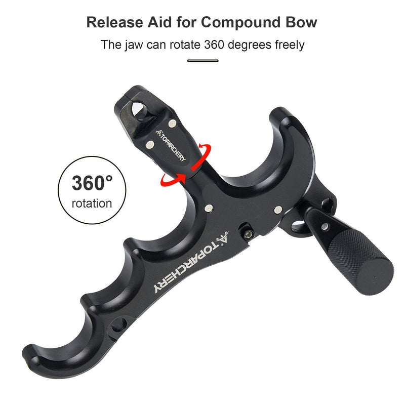 Compound Bow Archery Thumb Release Aid 4-Finger Adjustable 360 Degree Rotation Thumb Trigger