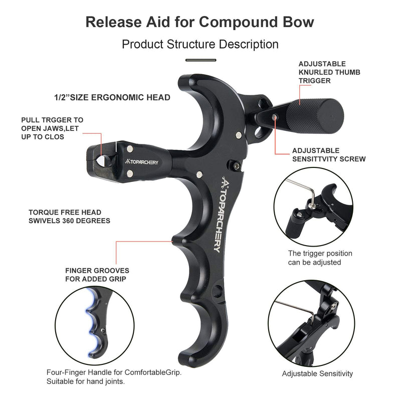 Compound Bow Thumb Release and D Loop Set Adjustable 360 Degree Rotation Thumb Trigger