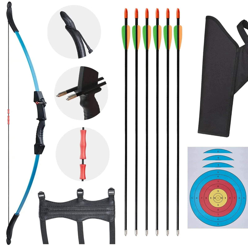 Archery 45" Kids Ambidextrous Recurve Bow Set with Youth Arrow Quiver