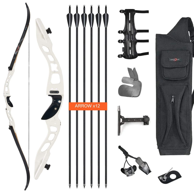 Archery 66" Beginner Competition Recurve Bow Set RH Youth Target Shooting Practice Bow 20-40lbs