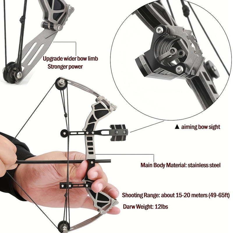 Miniu Bow Archery 9.5 inch Mini Compound Bow Set RH for Sports Entertainment Fun ...