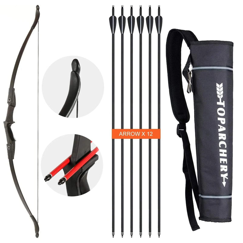 57" Archery Beginner Ambidextrous Recurve Bow Set with Quiver for Teenagers Left Right Hand Bow 20/30/40lbs