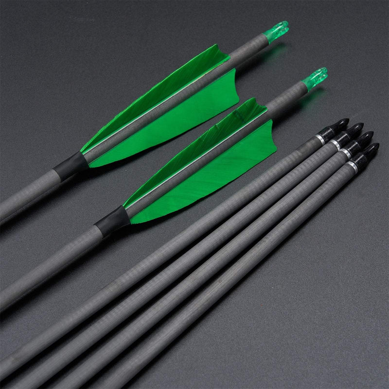 12pcs 32" Archery Turkey Feather Fletched Pure Carbon Arrows Spine 400 For Target Practice Shooting
