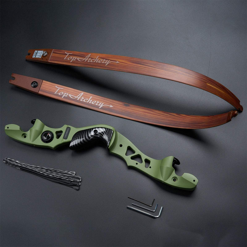 62" Archery ILF Recurve Hunting Bow RH with Carbon Sheet Wood Bamboo Laminated Limbs 25-60lbs