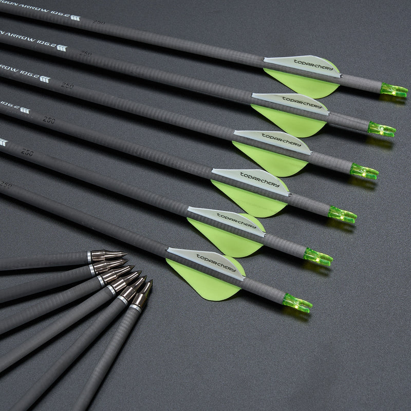12pcs 30" Pure Carbon Arrows Spine 250 For Recurve Compound Bow