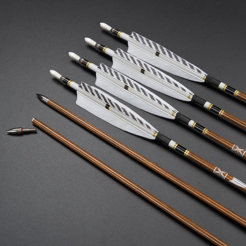 12pcs 31" Archery Pure Carbon Arrows Turkey Feather Fletched Spine 300-600