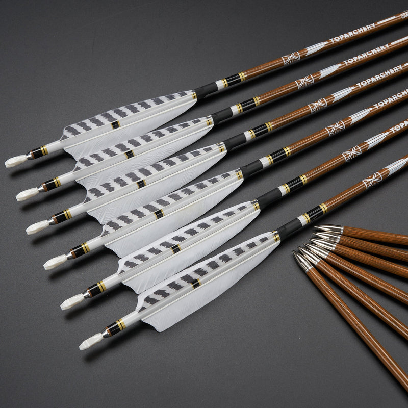12pcs 31" Archery Pure Carbon Arrows Turkey Feather Fletched Spine 300-600