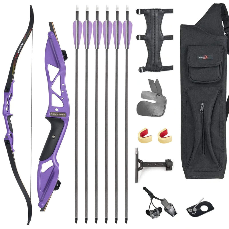 Archery 56" Beginner Competition Recurve Bow and Arrow Set RH Youth Target Shooting Practice Bow 18-50lbs