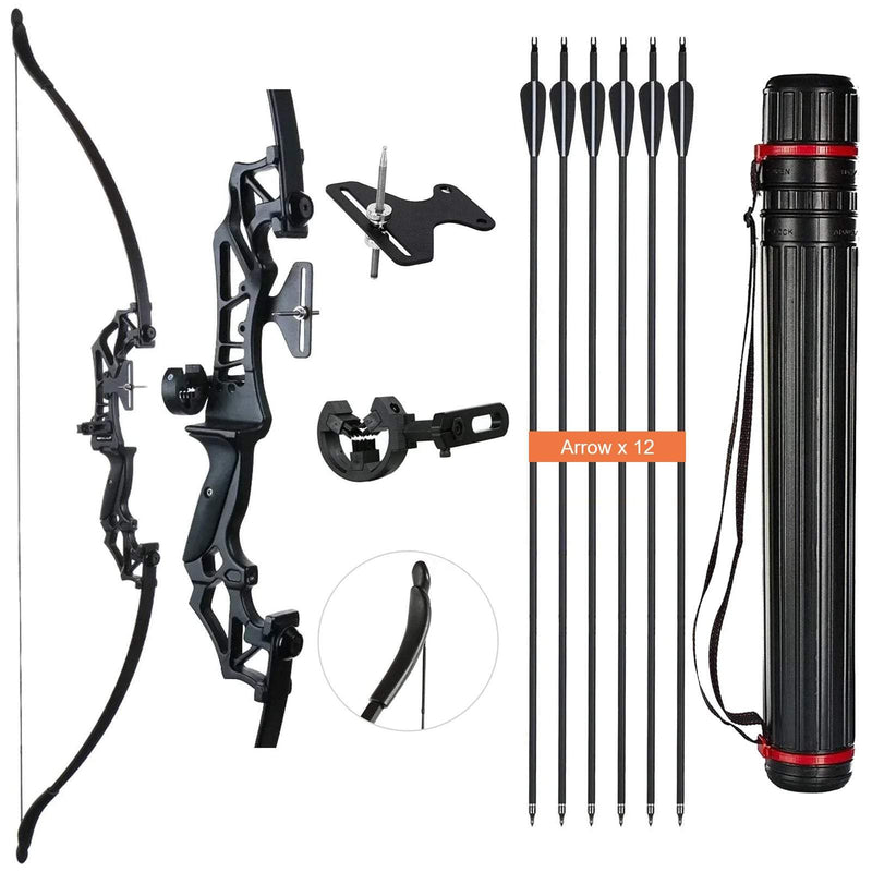 Archery 53" Takedown Recurve Bow and Arrows Set Right Hand Bow with Adjustable Arrow Tube 20/30/40/55lbs