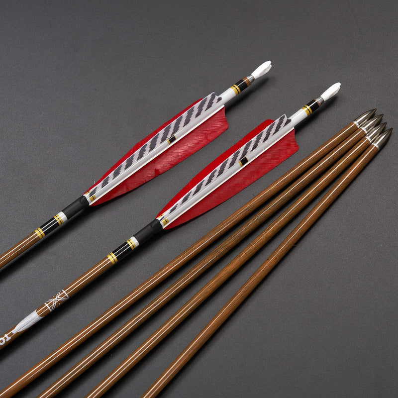 12pcs 31" Archery Pure Carbon Arrows Turkey Feather Fletched Spine 300-600