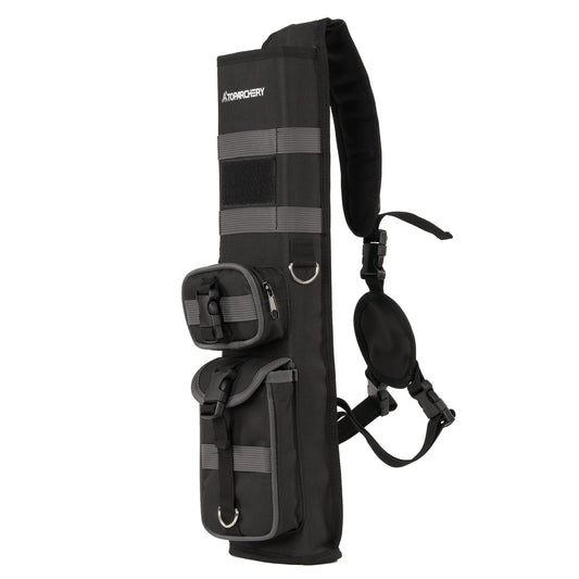 TOPARCHERY Waterproof Back Arrow Quiver with Accessory Pockets Adjustable Harness System