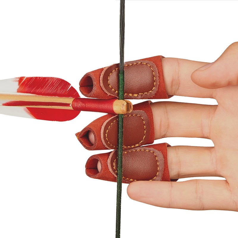 Archery Protective Gloves 3-Finger Guard for Recurve Compound Hunting Shooting Brown