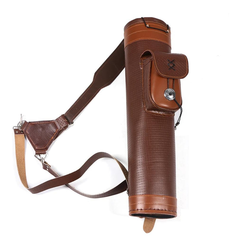 Traditional Shoulder Back Quiver Archery Leather Arrow Holder with Handmade Adjustable Straps Belt Brown