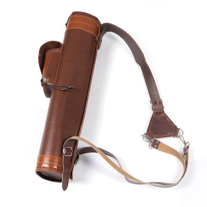 Traditional Shoulder Back Quiver Archery Leather Arrow Holder with Handmade Adjustable Straps Belt Brown