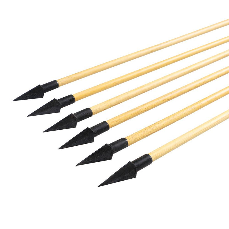 6Pcs Traditional Wooden Arrows Archery White Turkey Feathers 31.5" with Hunting Broadheads