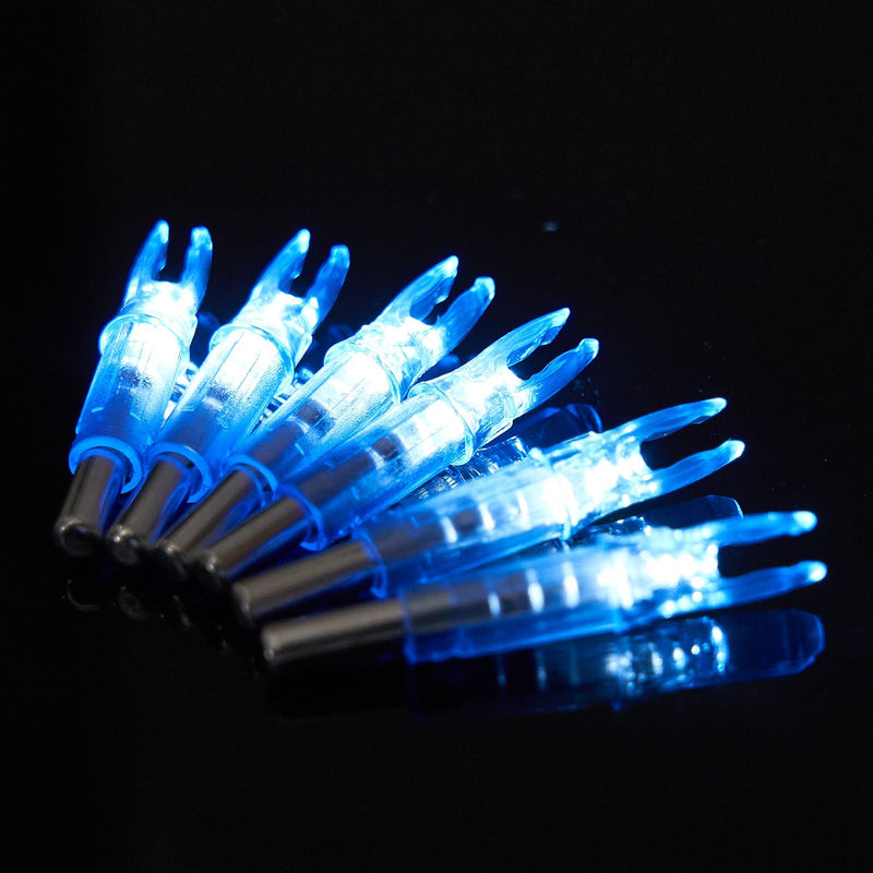 12Pcs Blue LED Lighted Archery Arrow Nock Tail for ID 6.2mm Arrow Shaft