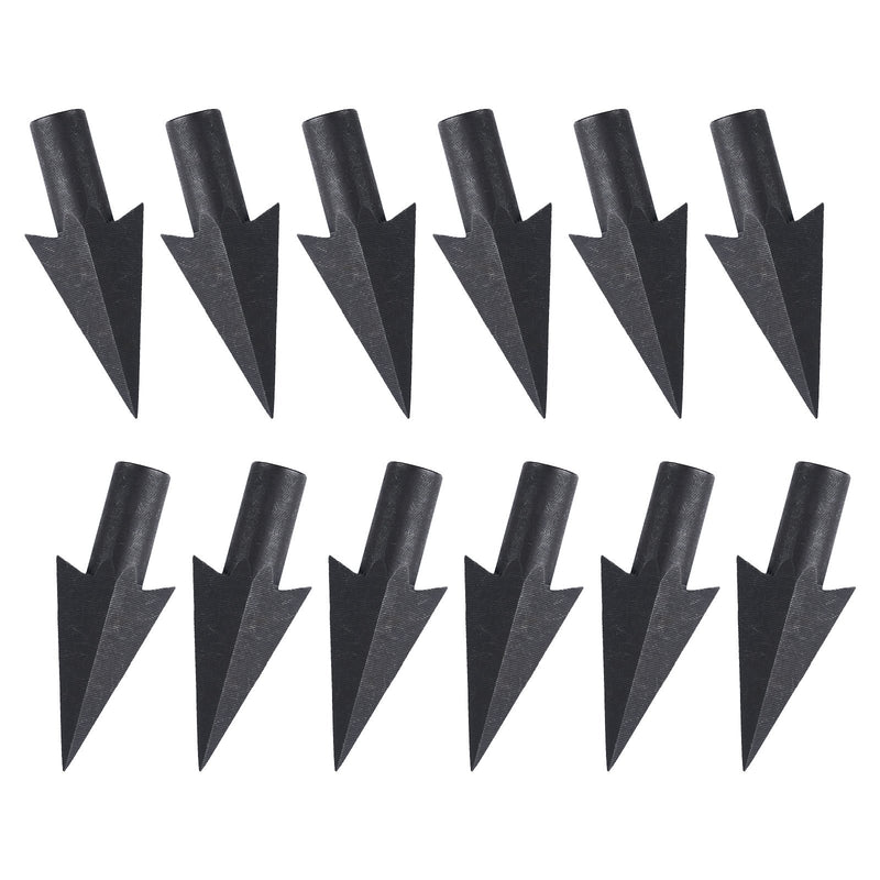 12Pcs Black 3-Blade Glue-on Broadheads 225Grain Carbon Steel Arrowhead Tips