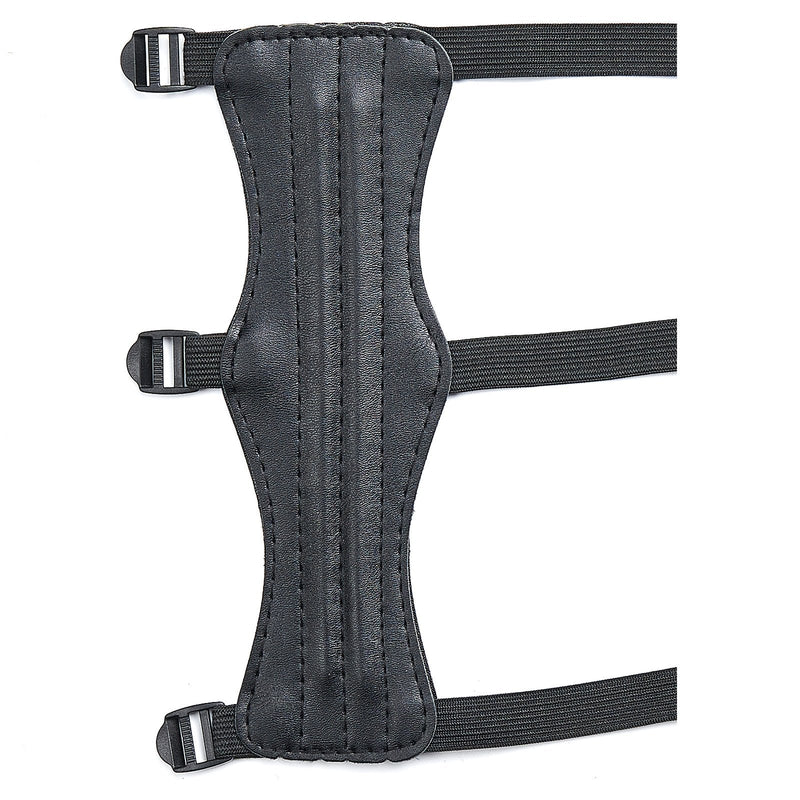 3-strap Archery Leather Arm Guard Black Arm Protector