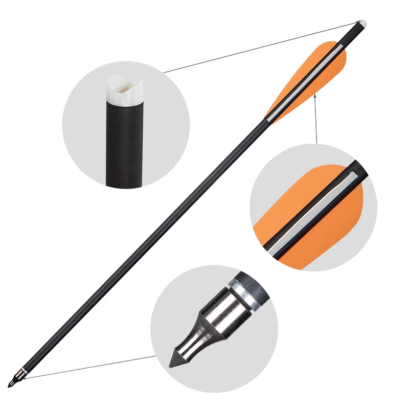 12pcs 18 Inch Carbon Crossbow Arrows Archery Arrows with 4" Vanes and Replaceable Tips