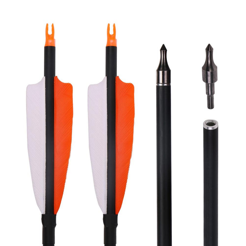 6pcs Archery 30" Carbon Arrows Turkey Feather Spine 500 For Recurve Compound Bow Practice Hunting