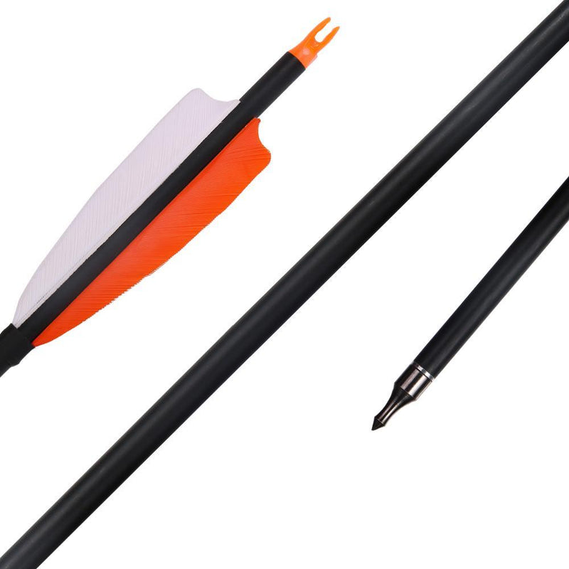 6pcs Archery 30" Carbon Arrows Turkey Feather Spine 500 For Recurve Compound Bow Practice Hunting