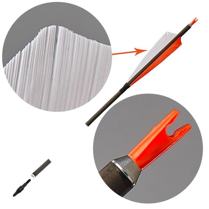 6pcs Archery 30.5" Turkey Feather Fletched Carbon Arrows Spine 400