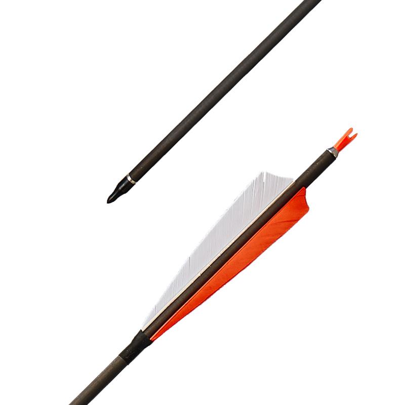 6pcs Archery 30.5" Turkey Feather Fletched Carbon Arrows Spine 400
