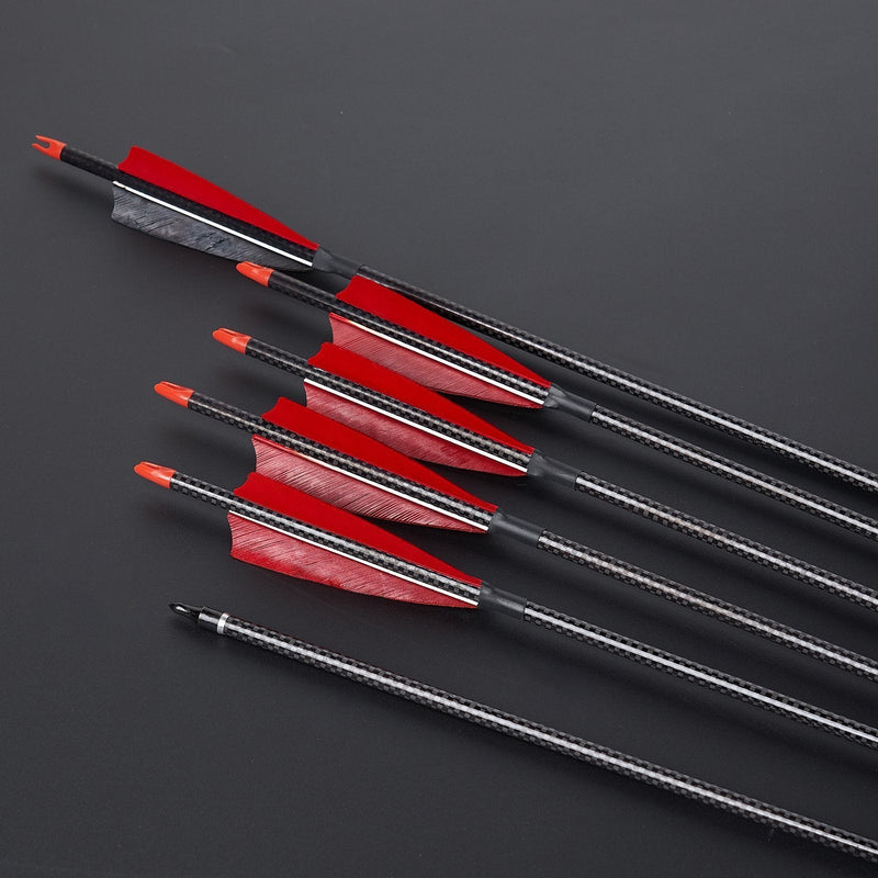 6pcs 32" Archery Turkey Feather Fletched Pure Carbon Arrows Spine 500 For Recurve Compound bow