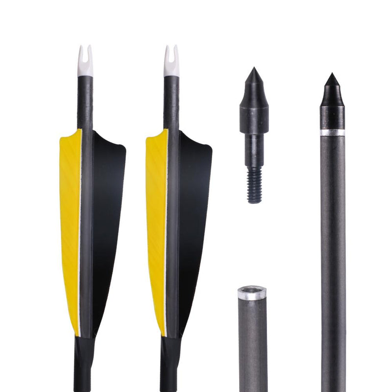 6pcs Archery 32.6" Turkey Feather Fletched Pure Carbon Arrows Spine 400 for Recurve Compound Bow