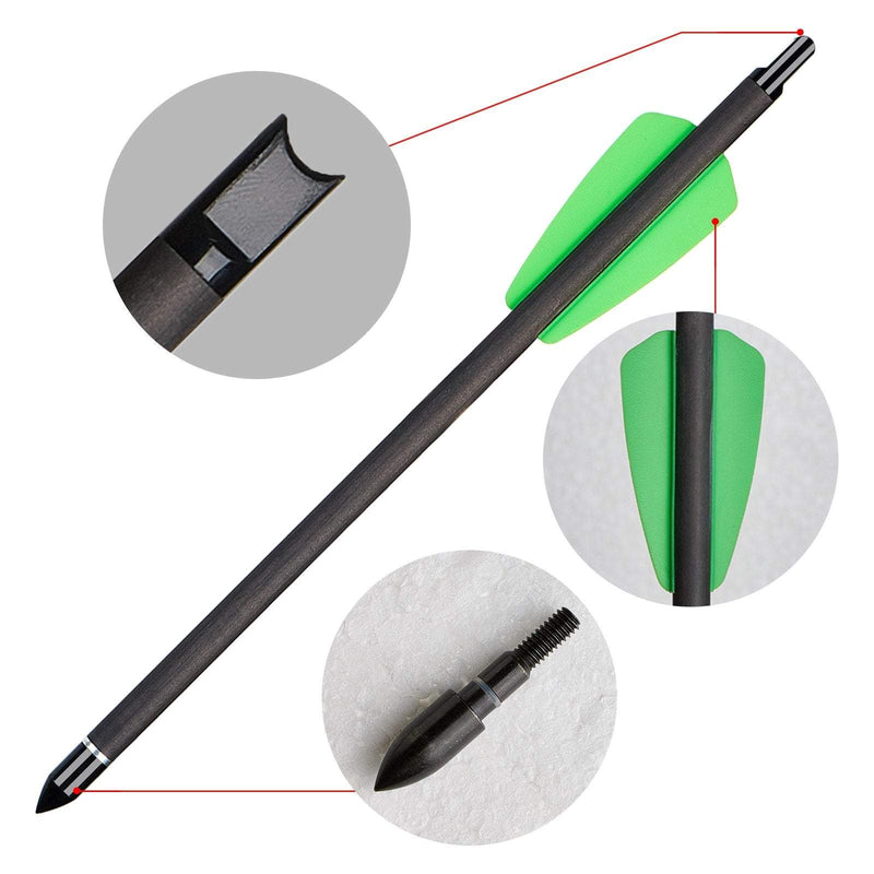 12pcs 7.5 Inch Carbon Crossbow Arrow Bolts 2 Pices Plastic Feathers Archery Arrows for Crossbow Hunting Shooting