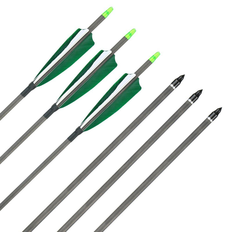 6pcs Archery 31.4" Pure Carbon Arrows Spine 400 Feather Fletched Arrows For Target Practice Shooting