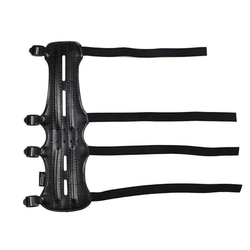Archery Arm Guard Forearm Protector Gear Black Leather with Adjustable Straps