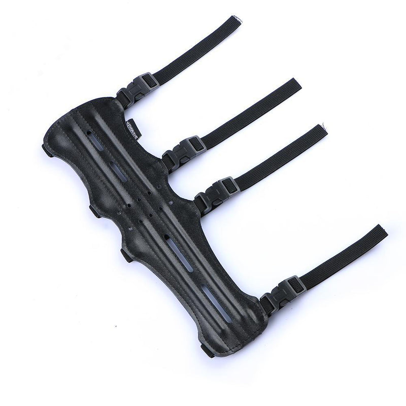 Archery Arm Guard Forearm Protector Gear Black Leather with Adjustable Straps