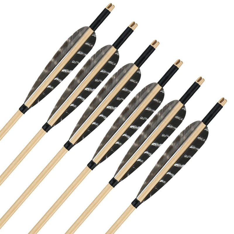 6pcs Archery Traditional Wooden Arrows 315 Natural Feather Hunting A Toparchery Au 0713