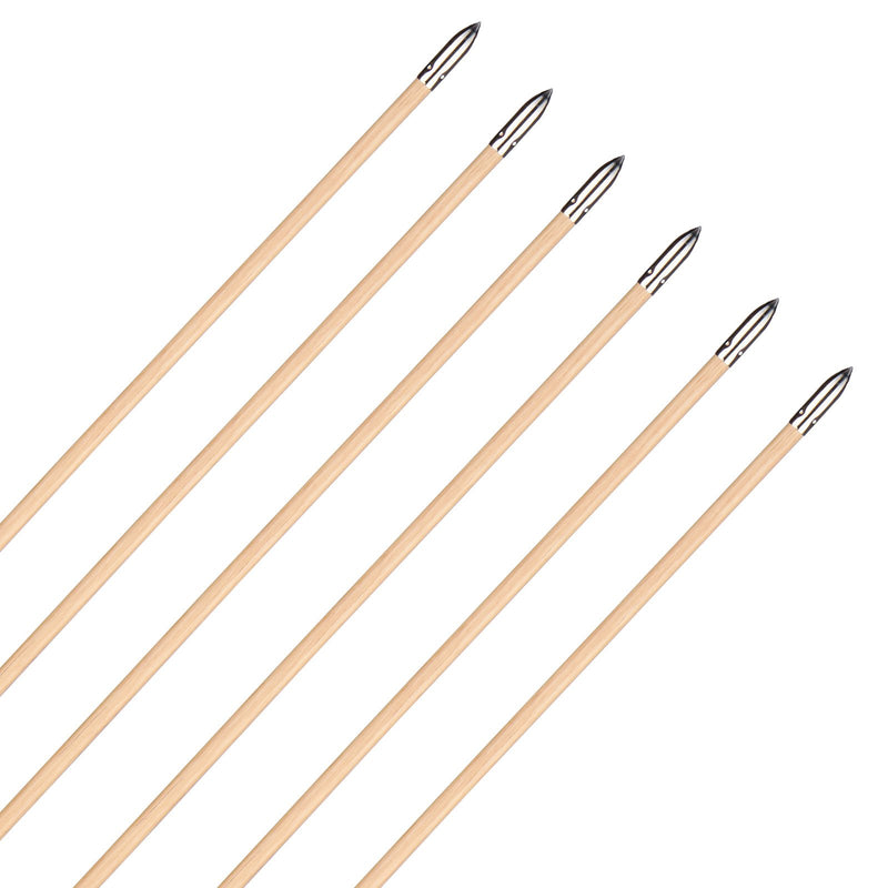 6Pcs Wooden Arrows Blue Turkey Feathers 31.5" Traditional Handmade Archery with Field Points