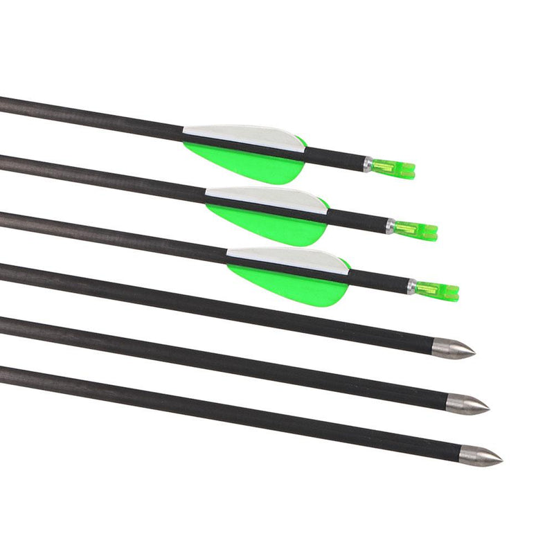 6Pcs Archery 32" Pure Carbon Arrows ID 4.2mm Spine 600 with Fixed Field Point