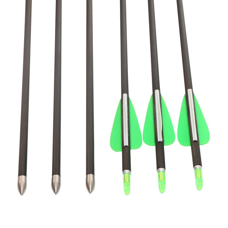 6Pcs Archery 32" Pure Carbon Arrows ID 4.2mm Spine 600 with Fixed Field Point