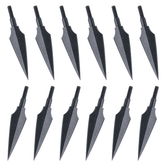 12Pcs Archery Arrowheads 2 Blades Carbon Steel Broadheads Arrow Tips Points