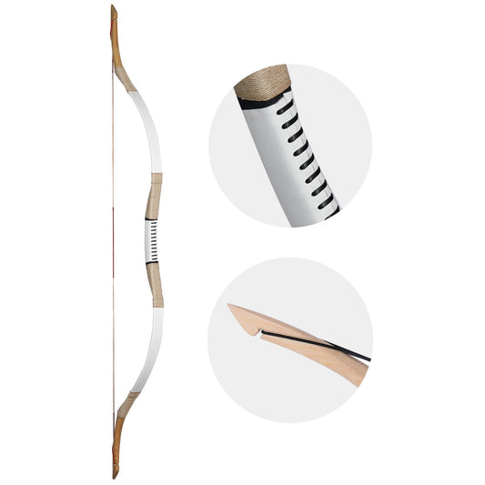 Archery Traditional Recurve Bow One-Piece Powerful Hunting Bow Target Practice Bow 30-70lbs