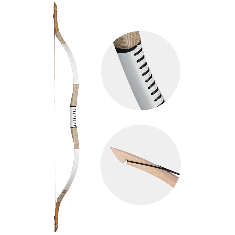 Archery Traditional Recurve Bow One-Piece Powerful Hunting Bow Target Practice Bow 30-70lbs